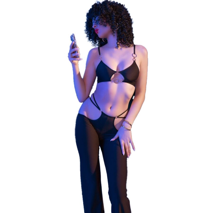 CHILIROSE - CR 4848 ROT SPITZEN-BH + TANGA + STRÜMPFE SET S – Bild 6