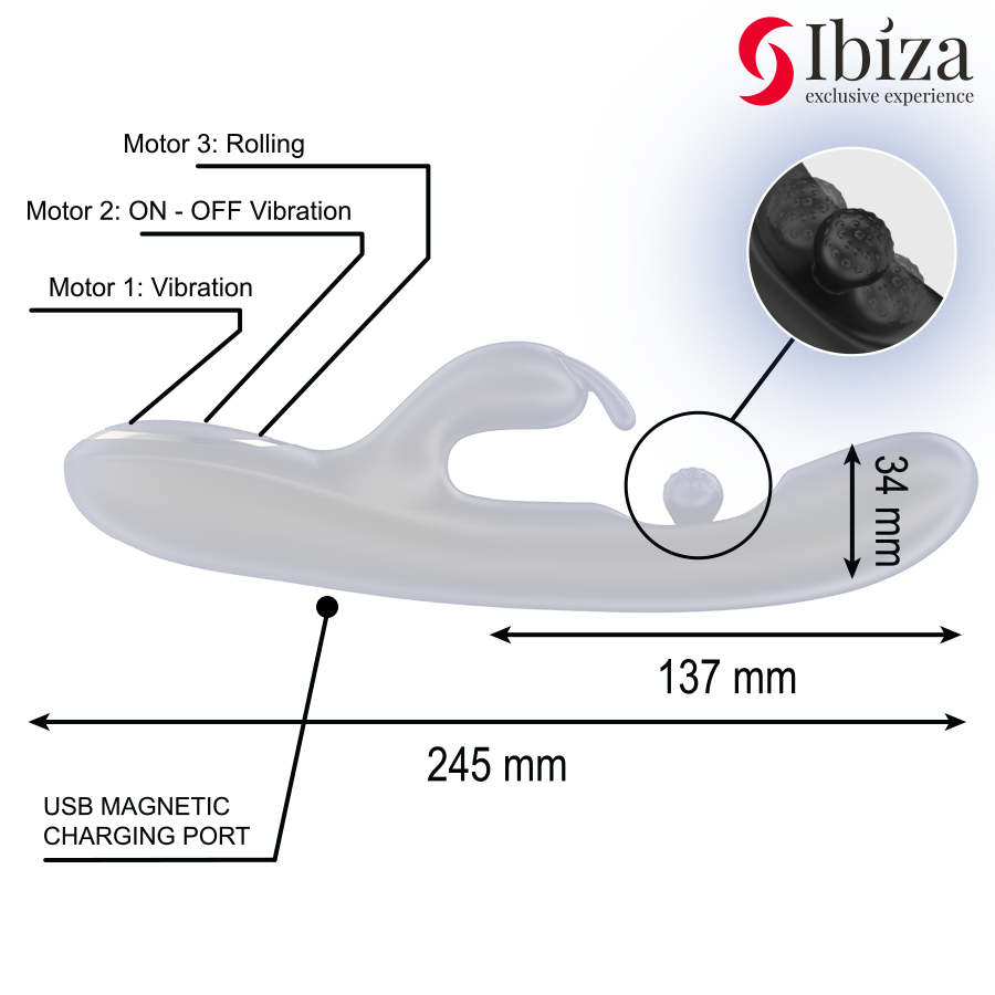 IBIZA - LEISTUNGSSTARKER RABBIT-VIBRATOR MIT MASSAGE-ROLLENPERLE – Bild 4