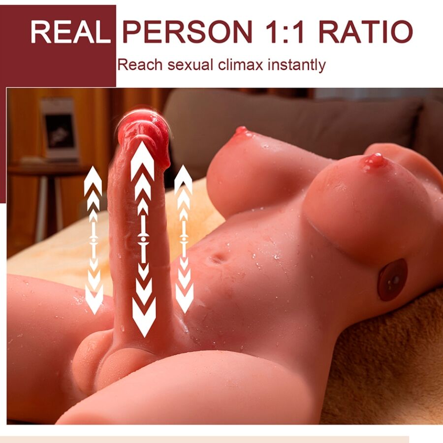 XISE - MIAH LADY BOY WEIBLICHER TORSO MIT DILDO MIT VIBRATION UND STOSSFUNKTION 55 CM – Bild 5