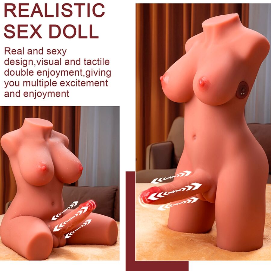XISE - MIAH LADY BOY WEIBLICHER TORSO MIT DILDO MIT VIBRATION UND STOSSFUNKTION 55 CM – Bild 7