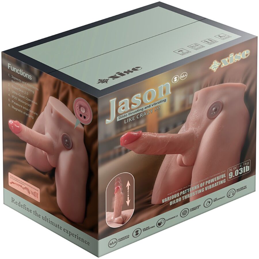 XISE - JASON REALISTISCHER DILDO-MASTURBATOR MIT STOSS- UND VIBRATIONSMÖGLICHKEITEN, 17 CM – Bild 6