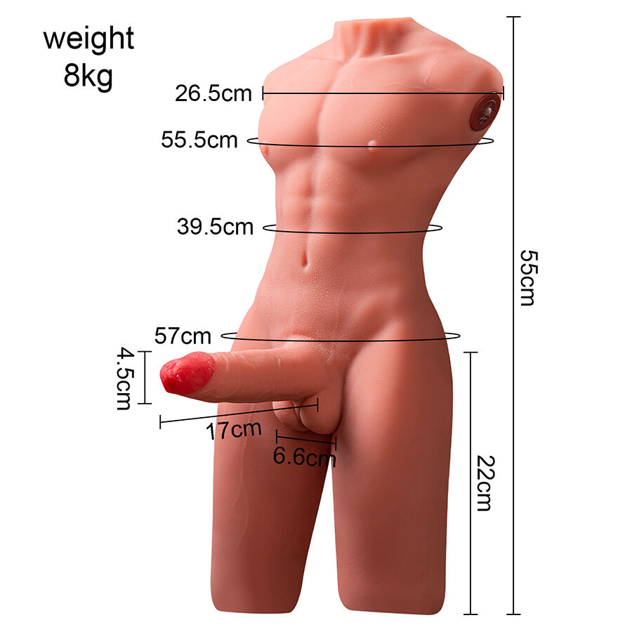 XISE – JASON HALBKÖRPER REALISTISCHER MÄNNLICHER TORSO MIT STOSS- UND VIBRATIONSMÖGLICHKEITEN 55 CM – Bild 7