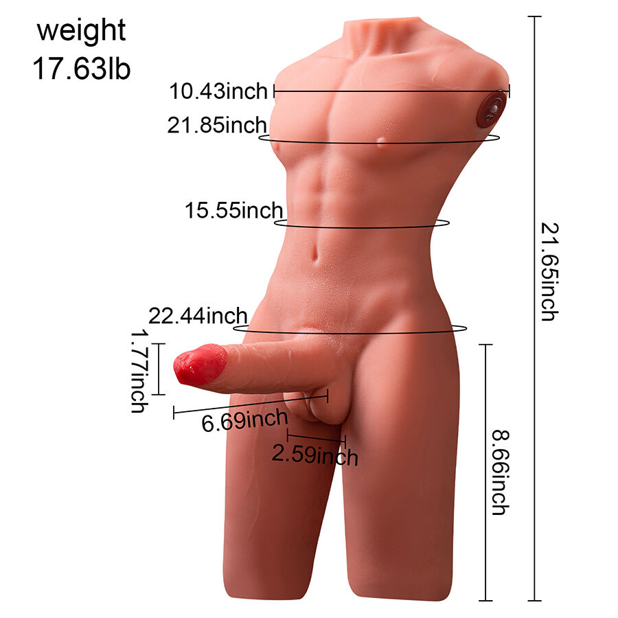 XISE – JASON HALBKÖRPER REALISTISCHER MÄNNLICHER TORSO MIT STOSS- UND VIBRATIONSMÖGLICHKEITEN 55 CM – Bild 9