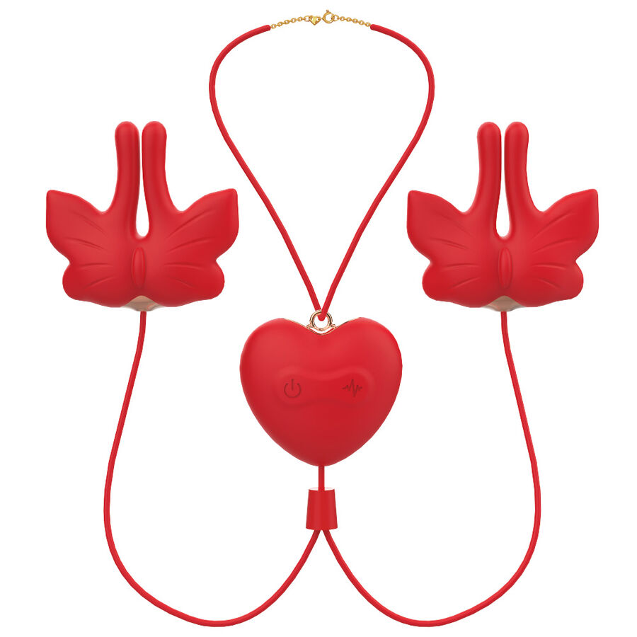 ARMONY - MAGNETISCHE NIPPELKLEMMEN MIT VIBRATION SCHMETTERLINGSFORM ROT - Image 3