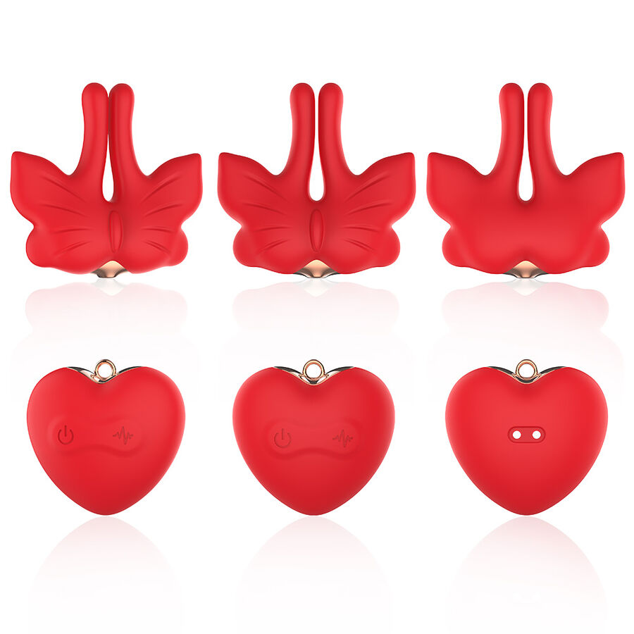 ARMONY - MAGNETISCHE NIPPELKLEMMEN MIT VIBRATION SCHMETTERLINGSFORM ROT - Image 8