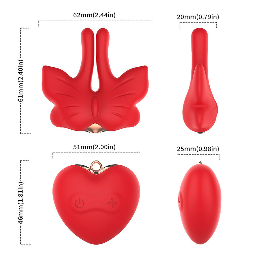ARMONY - MAGNETISCHE NIPPELKLEMMEN MIT VIBRATION SCHMETTERLINGSFORM ROT - Image 9