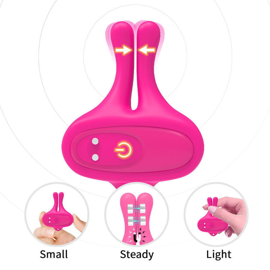 ARMONY - KANINCHENFORM VIBRATION MAGNETISCHE NIPPELKLEMMEN ROSA – Bild 3