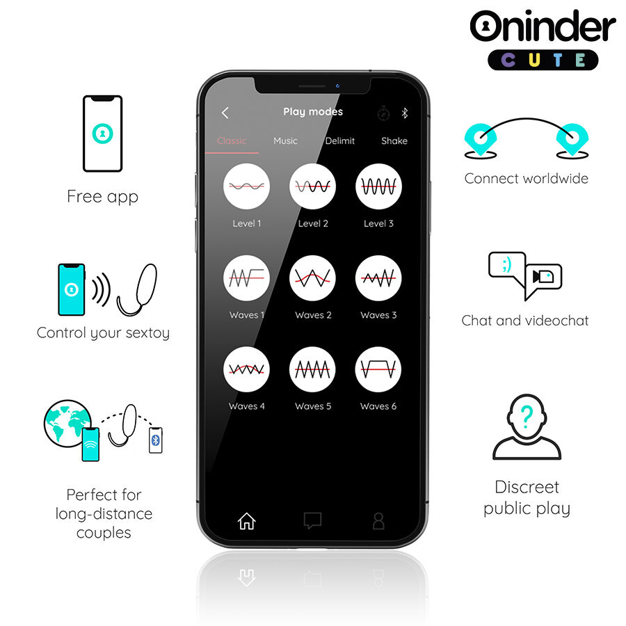 ONINDER CUTE – Vibrierendes Liebes- und Vergnügens-Ei – Rotierende Silikon-Edelsteine – Kostenlose globale App – Bild 3
