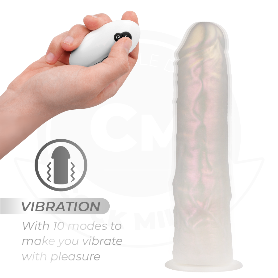 COCK MILLER - DILDO MIT SAUGNÄPFEN, LICHTERN UND VIBRATION MIT FERNBEDIENUNG WEISS 20,5 CM – Bild 3