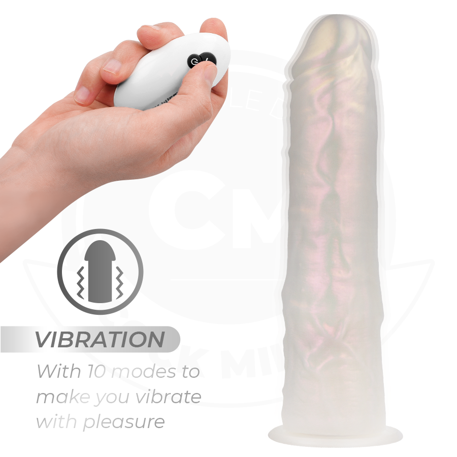 COCK MILLER - DILDO MIT SAUGNÄPFEN, LICHTERN UND VIBRATION MIT FERNBEDIENUNG WEISS 21,5 CM – Bild 3