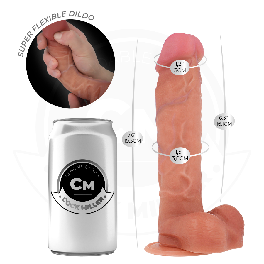 COCK MILLER - HYPERREALISTISCHER, ARTIKULIERBARER DILDO 19,3 CM – Bild 4