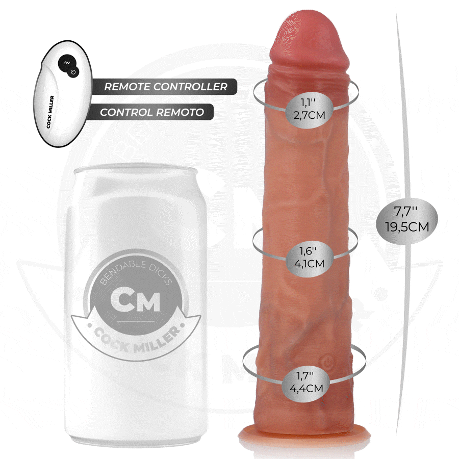 COCK MILLER - HYPERREALISTISCHER DILDO MIT SAUGNÄPFEN UND STOSSFUNKTION MIT FERNBEDIENUNG 19,5 CM