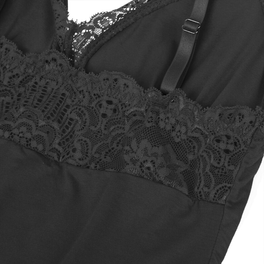 SUBBLIME - SCHWARZER TEDDY MIT BLUMENSPITZENDETAIL L/XL – Bild 3