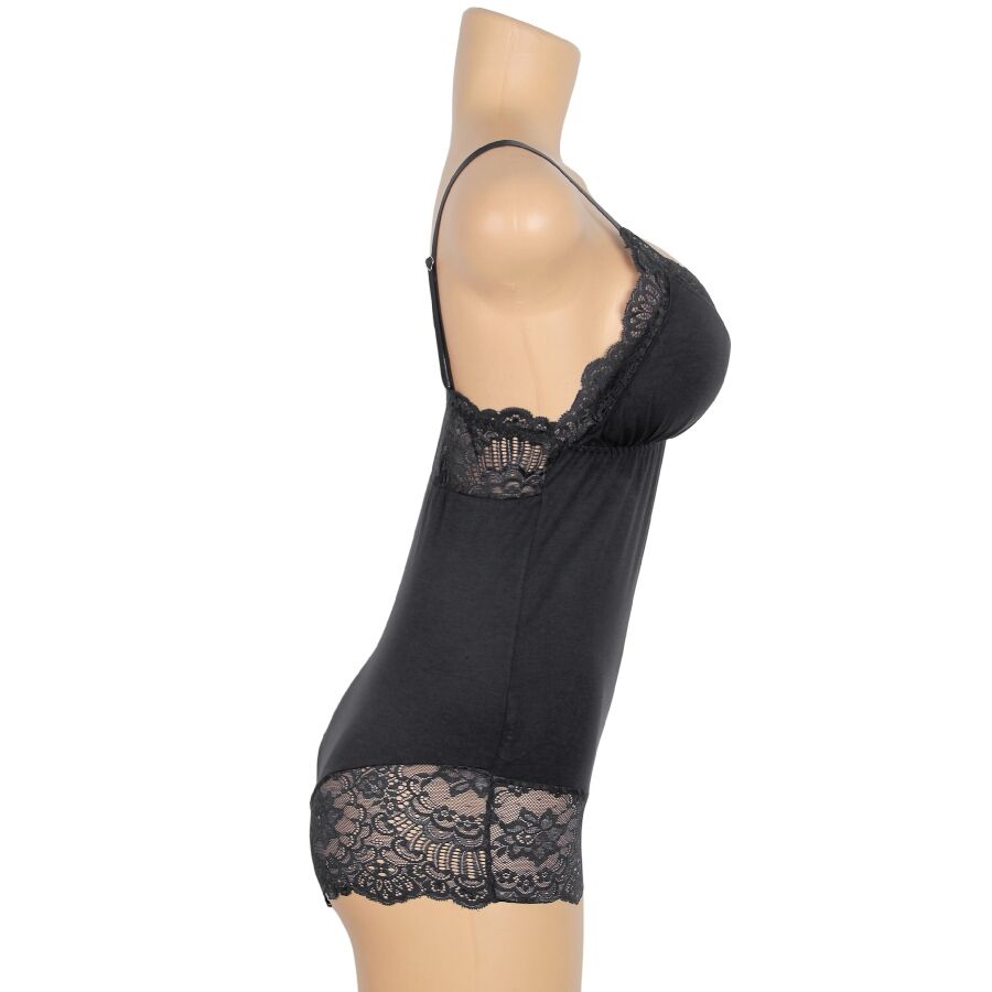 SUBBLIME - SCHWARZER TEDDY MIT BLUMENSPITZENDETAIL L/XL – Bild 10