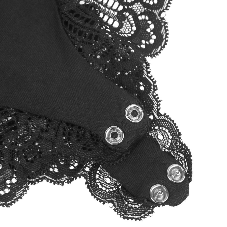 SUBBLIME - SCHWARZER TEDDY MIT BLUMENSPITZENDETAIL L/XL – Bild 14