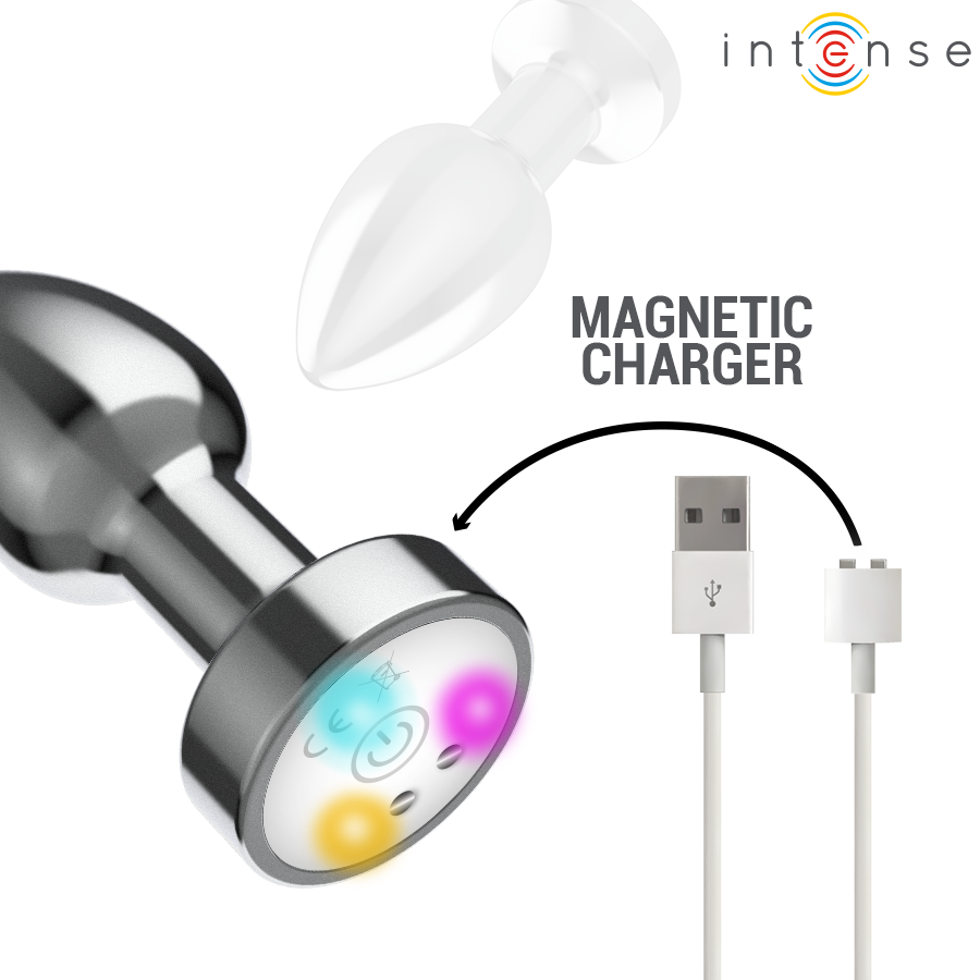INTENSE - VIBRIERENDER ANALPLUG AUS METALL MIT LED-LEUCHTEN UND FERNBEDIENUNG - GRÖSSE S – Bild 6