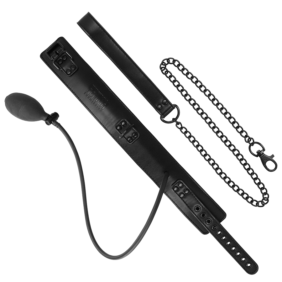 FETISH SUBMISSIVE BONDAGE - AUFBLASBARES WÜRGEHALSBAND MIT KETTE – Bild 5