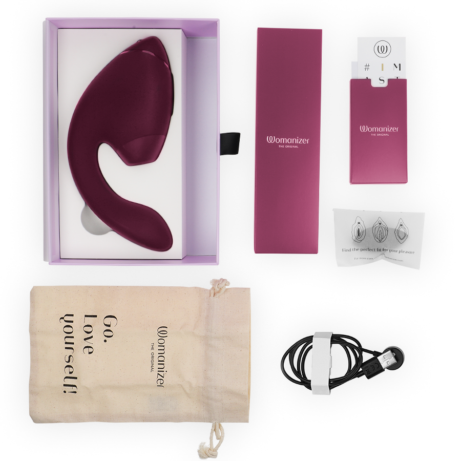 WOMANIZER - DUO NEXT DOPPELTER KLITORIS- & G-PUNKT-STIMULATOR, DUNKLES ROSA – Bild 5