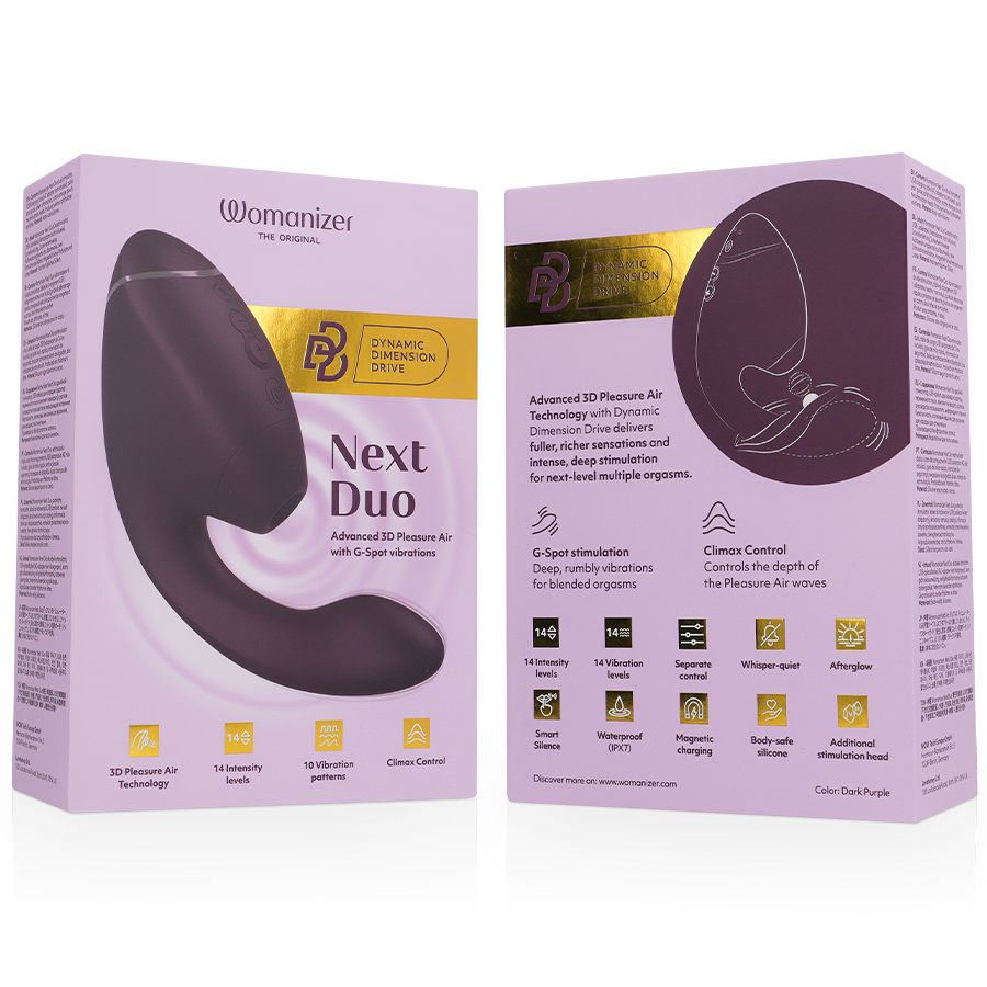 WOMANIZER - DUO NEXT DOPPELTER KLITORIS- & G-PUNKT-STIMULATOR DUNKELLILA – Bild 7