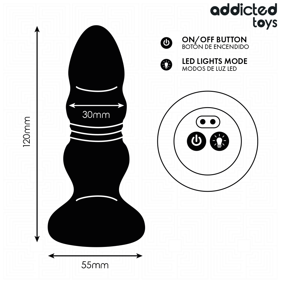 ADDICTED TOYS - PLUG ANAL VIBRADOR THRUSTING Y LUZ LED CONTROL REMOTO – Bild 6