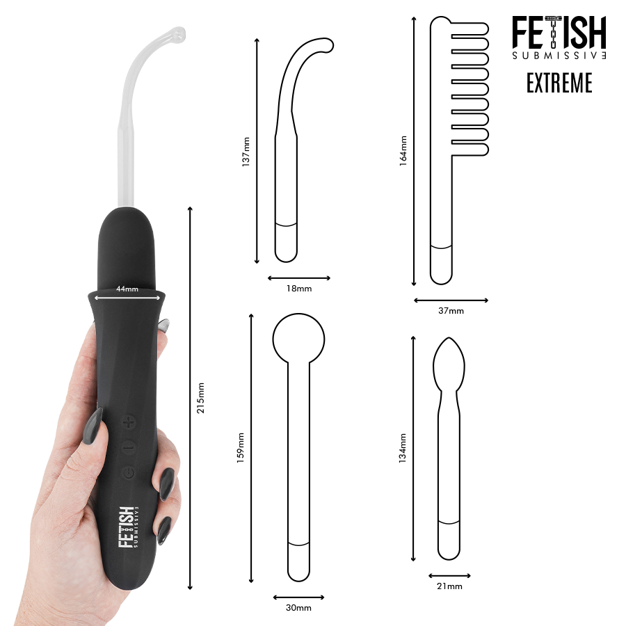 FETISH SUBMISSIVE - VIBRADOR WAND ELECTROESTIMULACIÓN ALTA FRECUENCIA – Bild 5