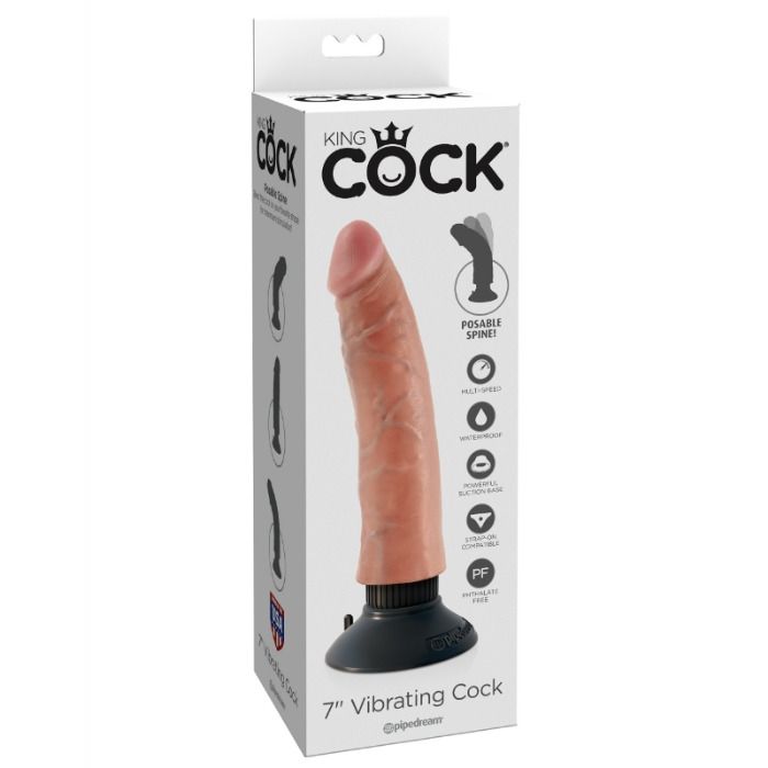 KING COCK - VIBRATORDILDO 17.78 CM NATÜRLICH – Bild 7