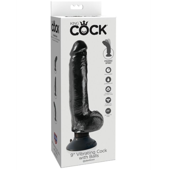 KING COCK - VIBRIERENDER DILDO MIT HODEN 23 CM SCHWARZ – Bild 5