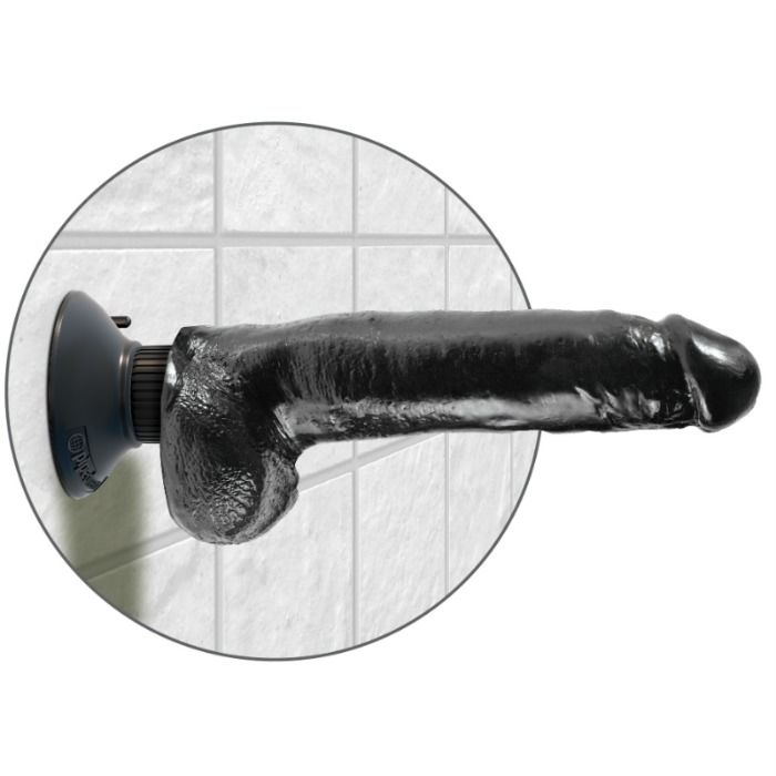 KING COCK - VIBRIERENDER DILDO MIT HODEN 23 CM SCHWARZ – Bild 3