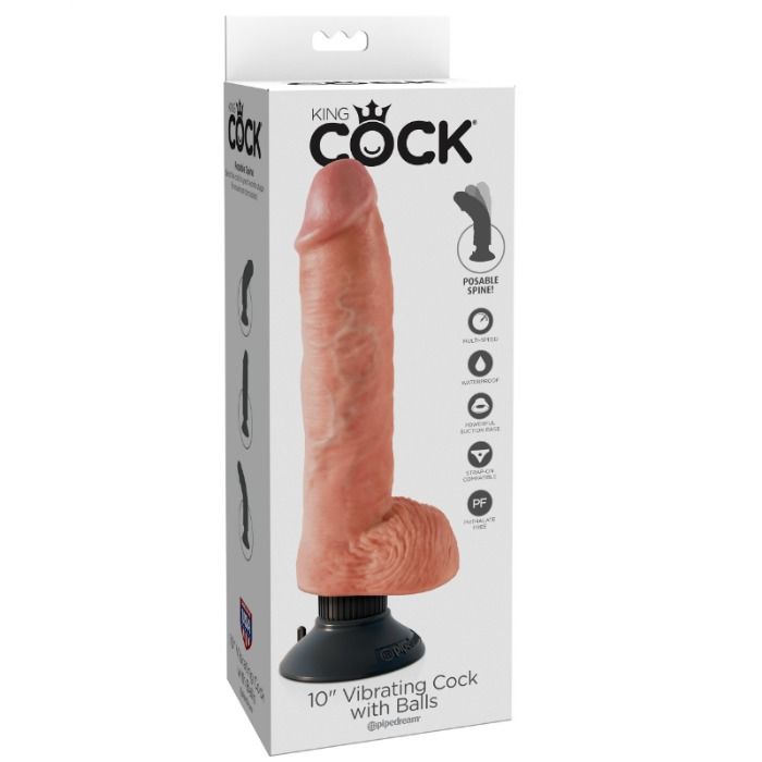 KING COCK - VIBRIERENDER DILDO MIT HODEN 25.5 CM NATÜRLICHE FARBE – Bild 5