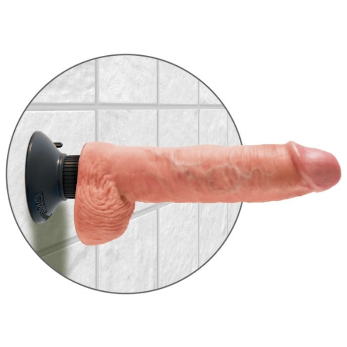 KING COCK - VIBRIERENDER DILDO MIT HODEN 25.5 CM NATÜRLICHE FARBE – Bild 3