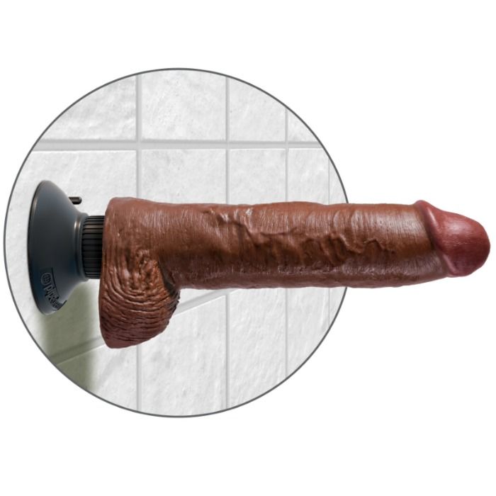 KING COCK - VIBRATORDILDO MIT HODEN 25.5 CM BRAUNE FARBE – Bild 2