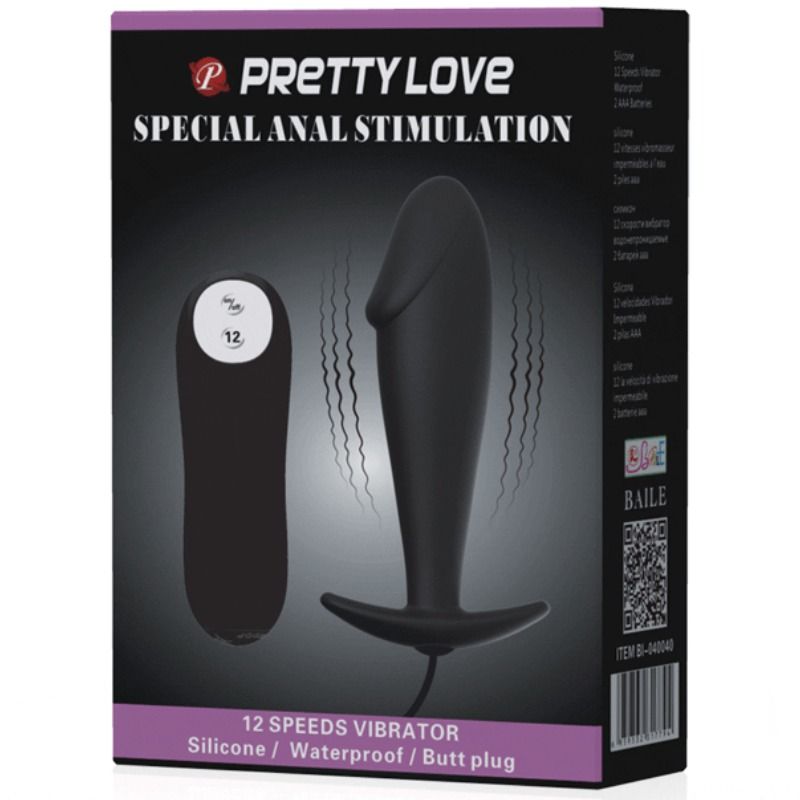 PRETTY LOVE - SILIKON ANAL PLUG PENIS FORM UND 12 VIBRATIONSMODI SCHWARZ – Bild 7