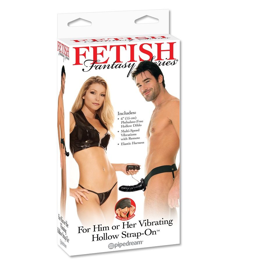 FETISH FANTASY SERIES - VIBRIERENDER HOHL-STRAP-ON FÜR SIE ODER IHN, SCHWARZ – Bild 4
