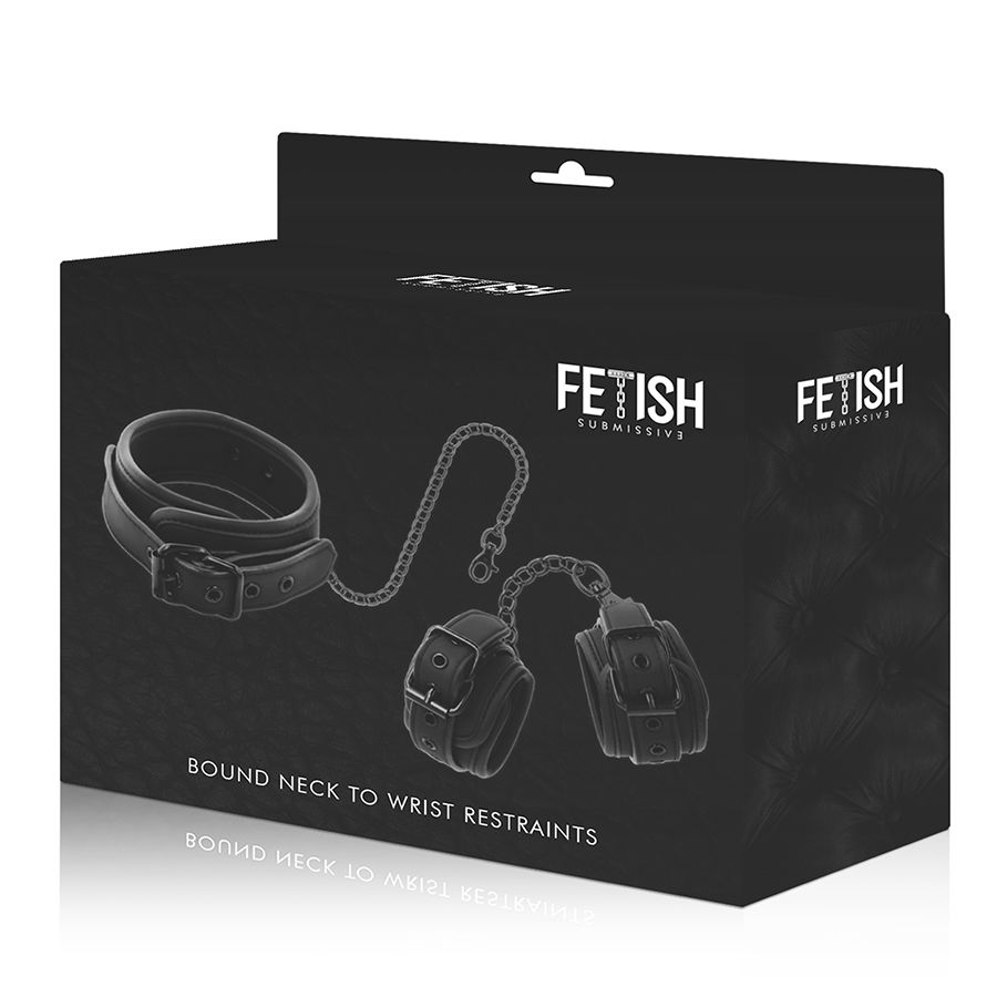 FETISH SUBMISSIVE - COLLAR Y ESPOSAS CUERO VEGANO CON FORRO DE NEOPRENO – Bild 3