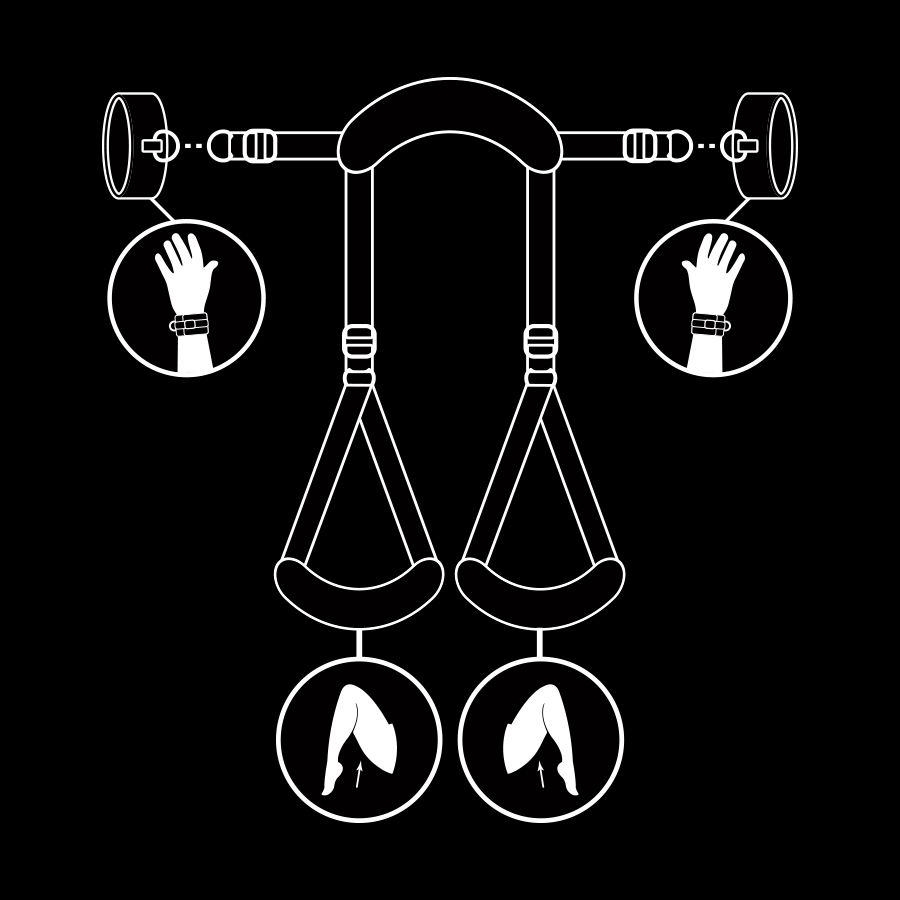 FETISH SUBMISSIVE - POSICIÓN PIERNAS ABIERTAS CON ESPOSAS CON FORRO DE NEOPRENO – Bild 2