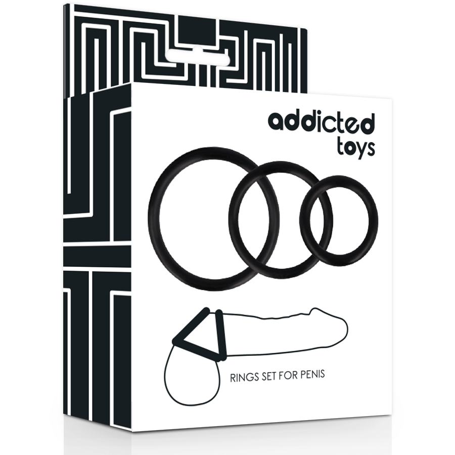 ADDICTED TOYS - SET ANILLOS PENE NEGRO – Bild 2