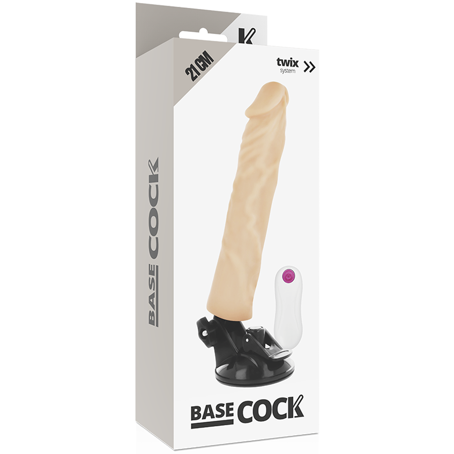 BASECOCK - REALISTISCHER VIBRATOR MIT FERNBEDIENUNG NATURWEISS 21CM – Bild 4