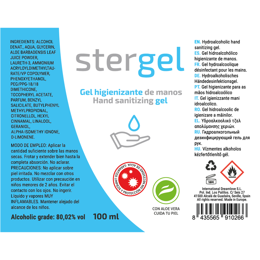 STERGEL - GEL HIDROALCOHÓLICO HIGIENIZANTE DE MANOS ALOE VERA 100ML – Bild 2