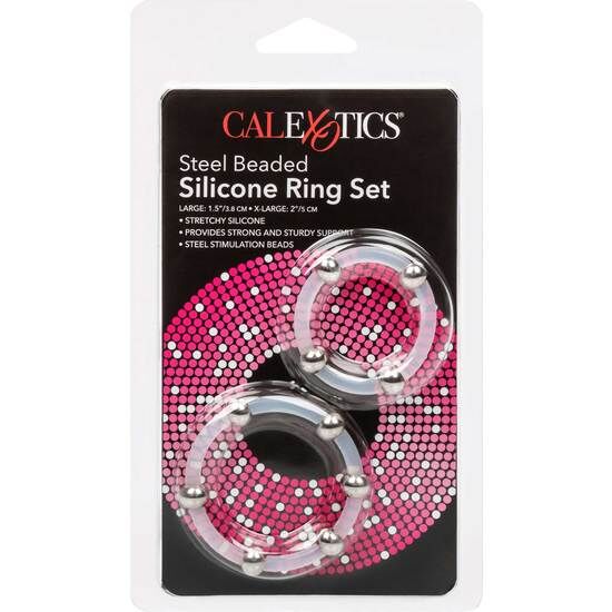CALEXOTICS - KIT DE 2 UDS ANILLO DE SILICONA CON CUENTAS DE ACERO – Bild 3