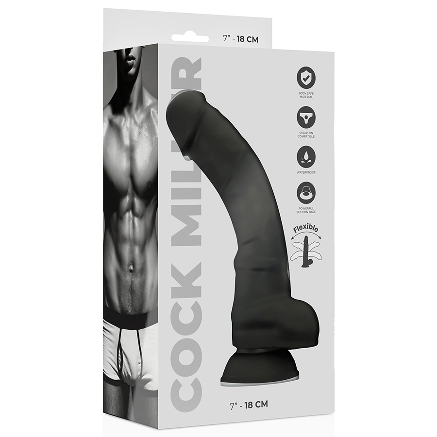 COCK MILLER - DILDO REALÍSTICO SILICONA DENSITY ARTICULABLE NEGRO 18 CM – Bild 7