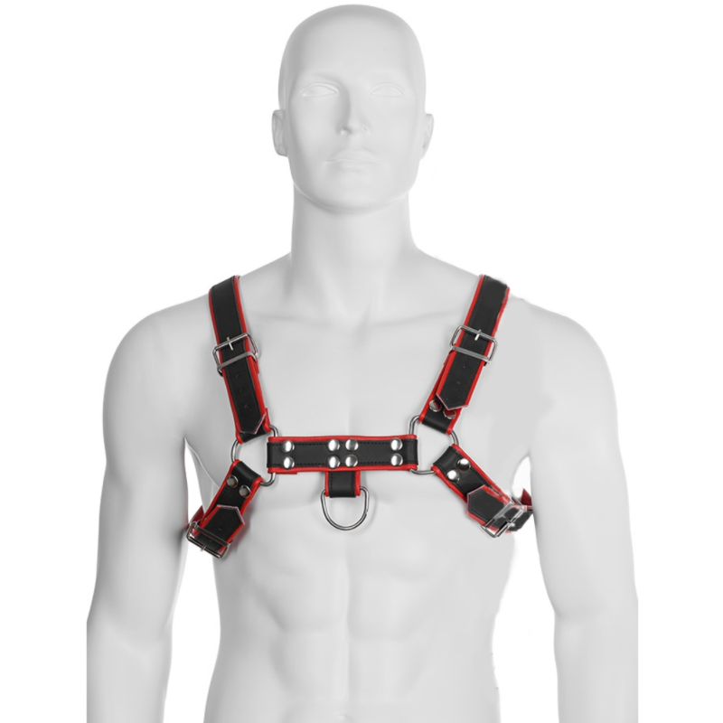 LEATHER BODY - KETTENHARNESS III SCHWARZ/ROT – Bild 2