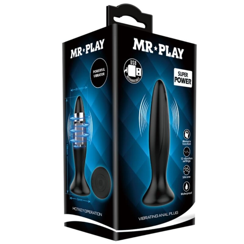 MR PLAY - PLUG ANAL VIBRADOR NEGRO RECARGABLE – Bild 4