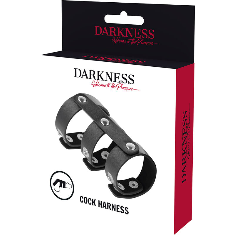DARKNESS - VERSTELLBARER DOPPEL-PENIS- UND HODENRING AUS LEDER – Bild 5