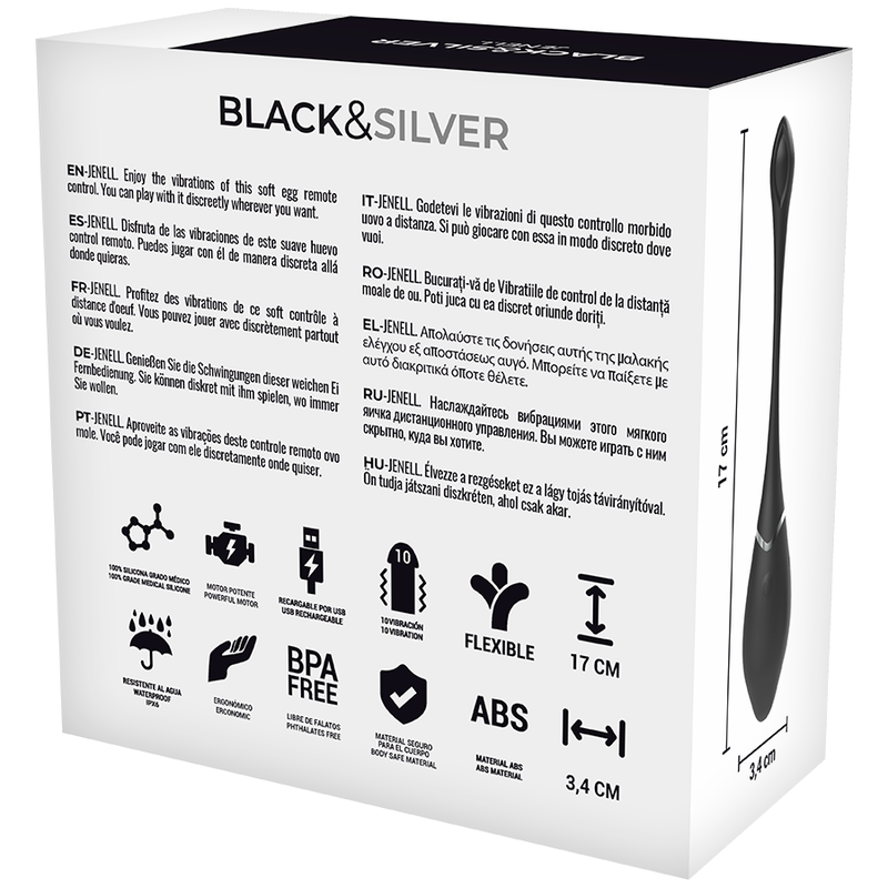 BLACK&SILVER - JENELL HUEVO VIBRADOR RECARGABLE – Bild 8