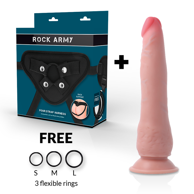 ROCKARMY - ARNÉS + DUAL DENSITY CRUSADER DILDO REALISTA 21.5 CM -O- 4.46 CM – Bild 2