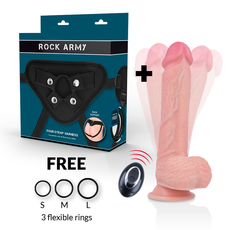 ROCKARMY - ARNÉS + LIQUID SILICONE VIBRADOR CONTROL REMOTO PREMIUM APACHE 20.5 CM -O- 4.62 CM – Bild 8
