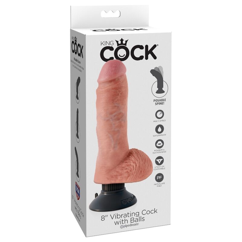 KING COCK - VIBRIERENDER DILDO MIT HODEN 20.3 CM NATUR – Bild 8