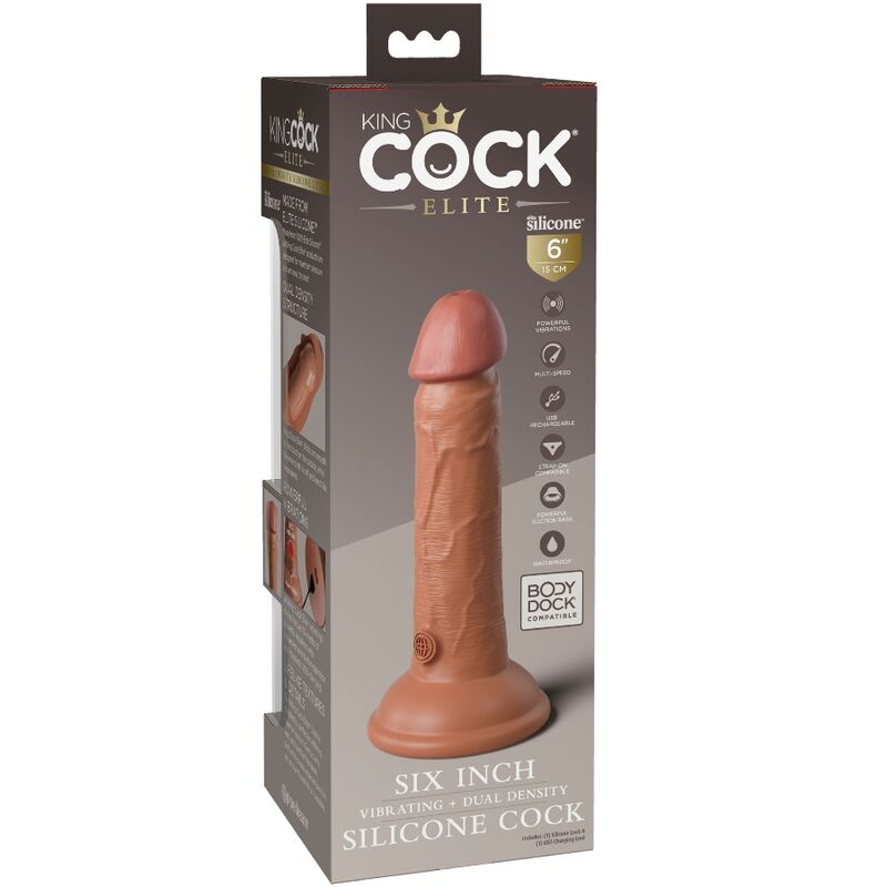 KING COCK - ELITE REALISTISCHER DILDO MIT VIBRATION UND SILIKON 15.2 CM KARAMELL – Bild 3