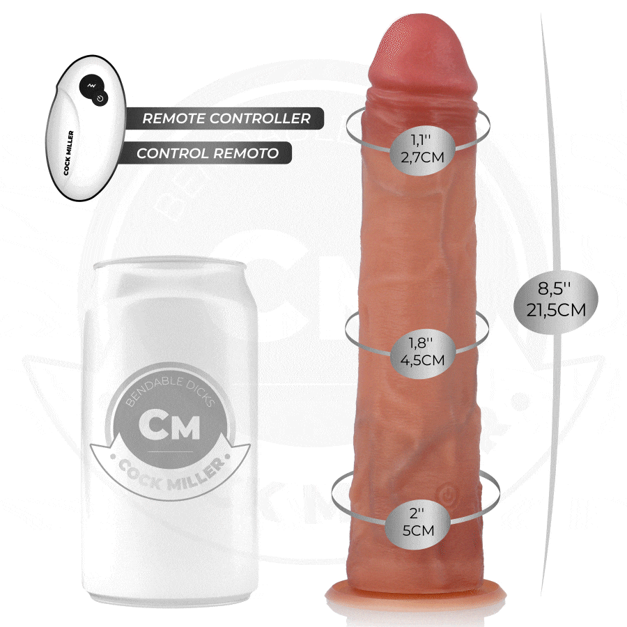 COCK MILLER - HYPERREALISTISCHER DILDO MIT SAUGNÄPFEN UND STOSSFUNKTION MIT FERNBEDIENUNG 21,5 CM