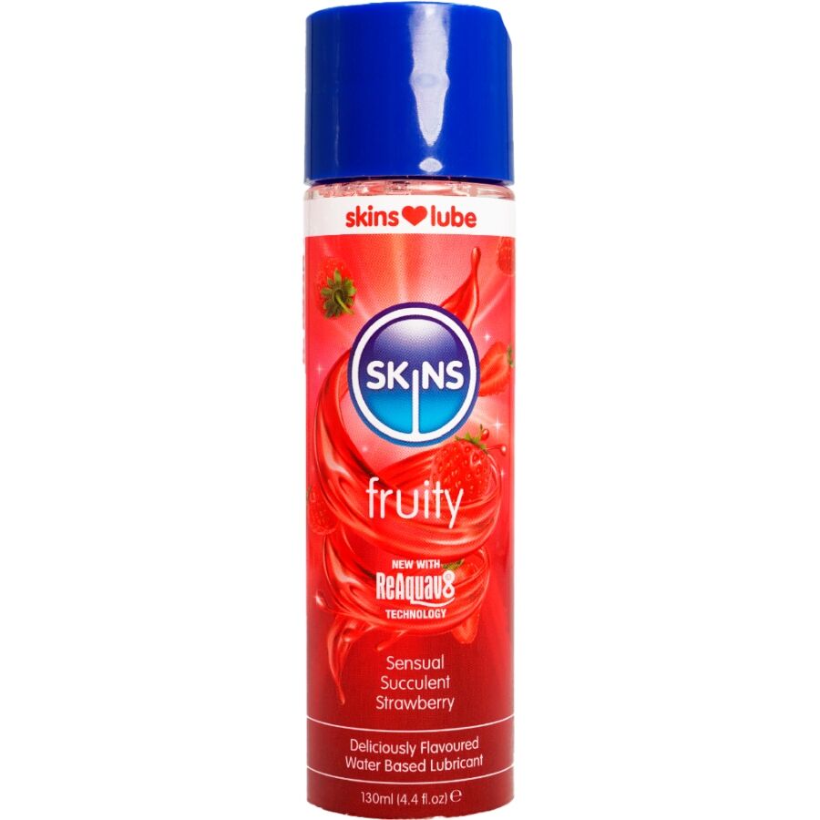 SKINS – FRUCHTIGES, WASSERBASIERTES GLEITMITTEL ERDBEERE 130 ML
